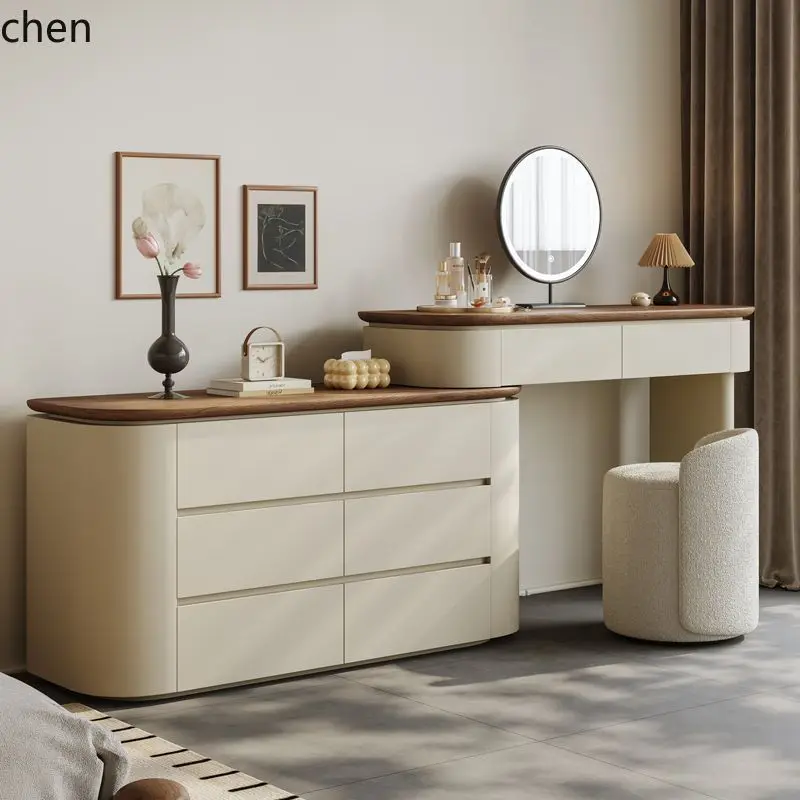 HXL Bedroom Bedside Cabinet Dressing Table Chest of Drawers Solid Wood Storage Makeup Table