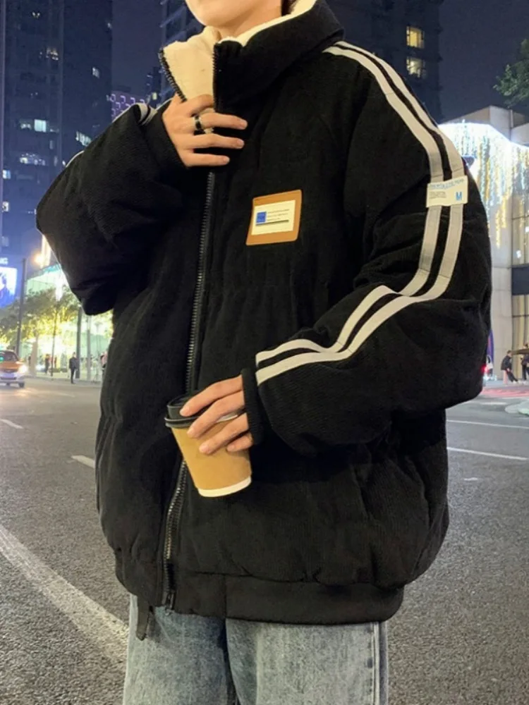 

Мужская зимняя утепленная куртка из вельвета с эффектом овечьей шерсти, модная молодежная брендовая одежда из хлопка с мехом ягненка, повседневный стиль