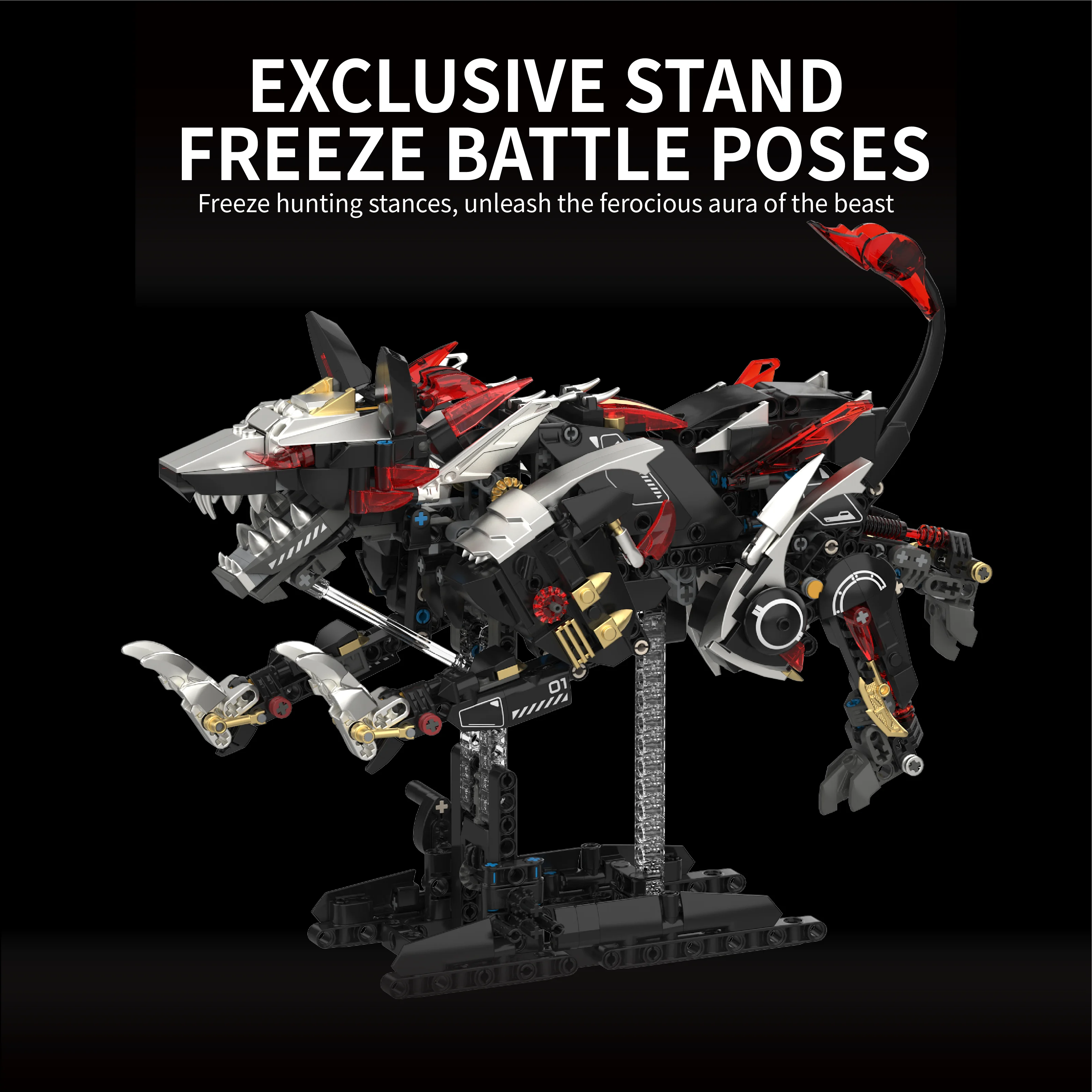 891Pcs Mechanical Hunter Shadow Wolf Building Blocks MOC Creative Decoration Model Bricks Educational DIY Assembly Toys Gifts