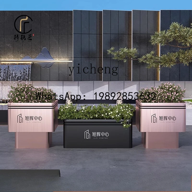 A1 Outdoor Flower Box Combination Stainless Steel Wrought Iron Electroplating Baking Paint Municipal Sales Office Shopping
