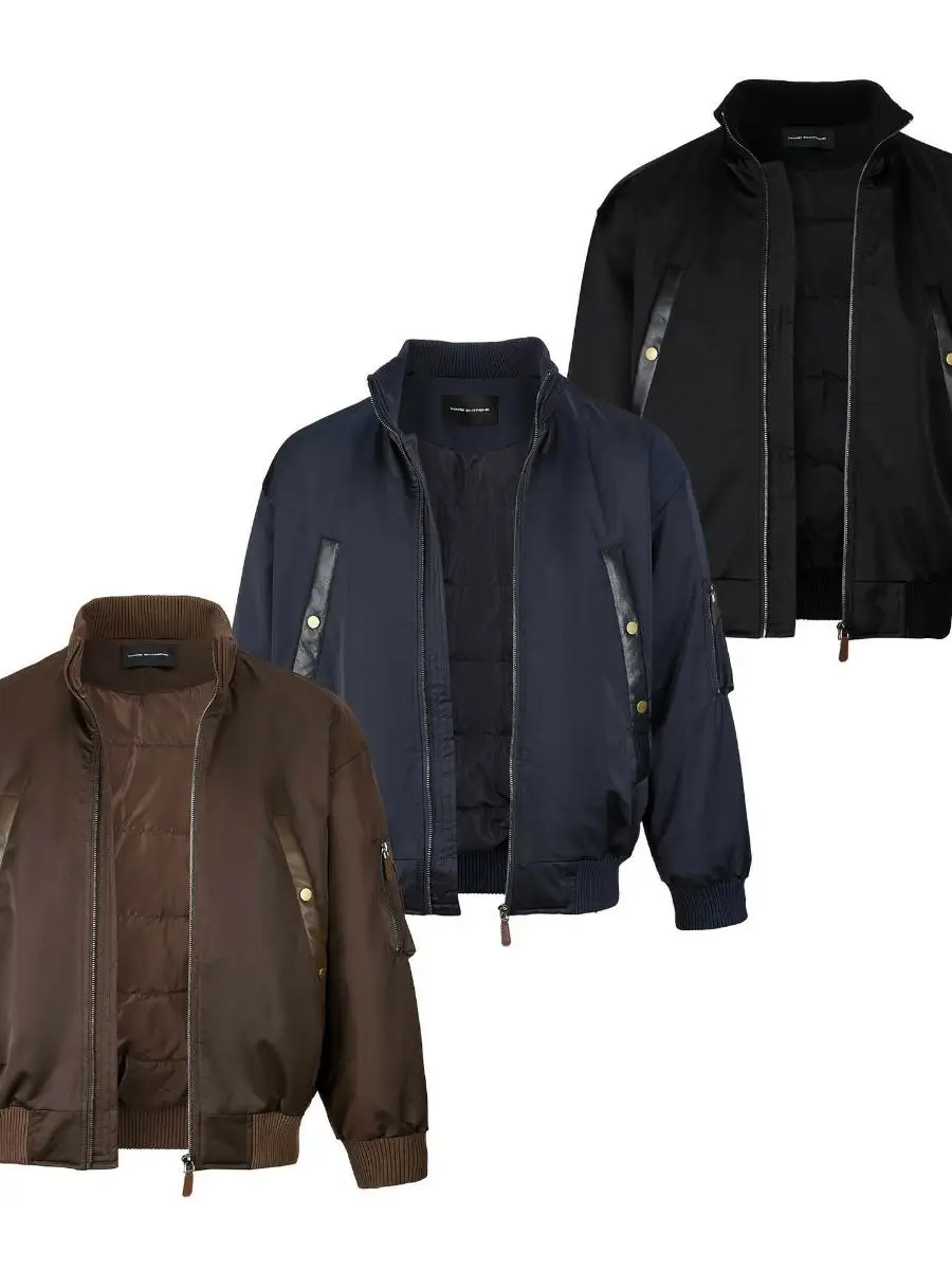 

EME Winter Du down Jaet Men's Warm Casual American Retro Loose Flight Coat Nylon Fabric Ci Leisure White Du Feather