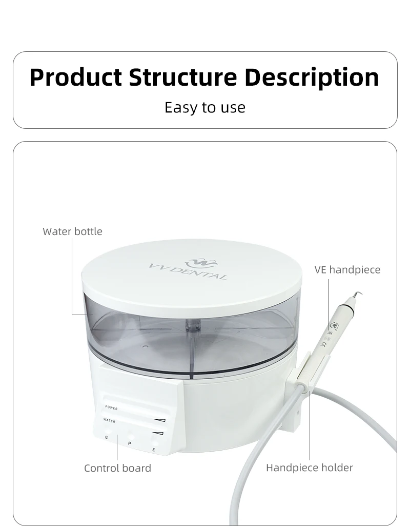 VVDental Tragbarer Ultraschall-Scaler mit Abnehmbarem Handstück und Aufsätzen, Automatische Wasserversorgung, Passend für Woodpecker EMS Maschine, Dentalwerkzeuge – Detail 10
