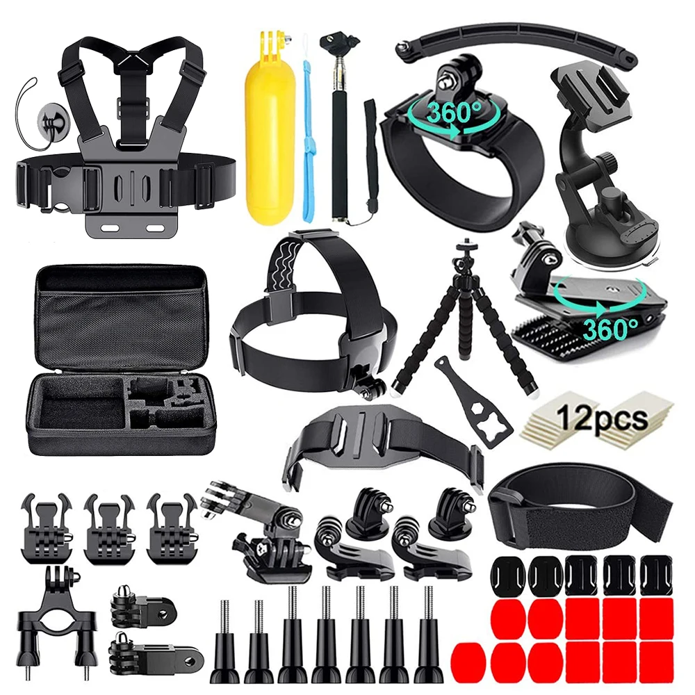 42pcs Action Camera Accessories Kit for GoPro Hero11 10 9 Hero Session 5 for Insta360 Xiaomi Yi DJI AKASO Campark Action Camera