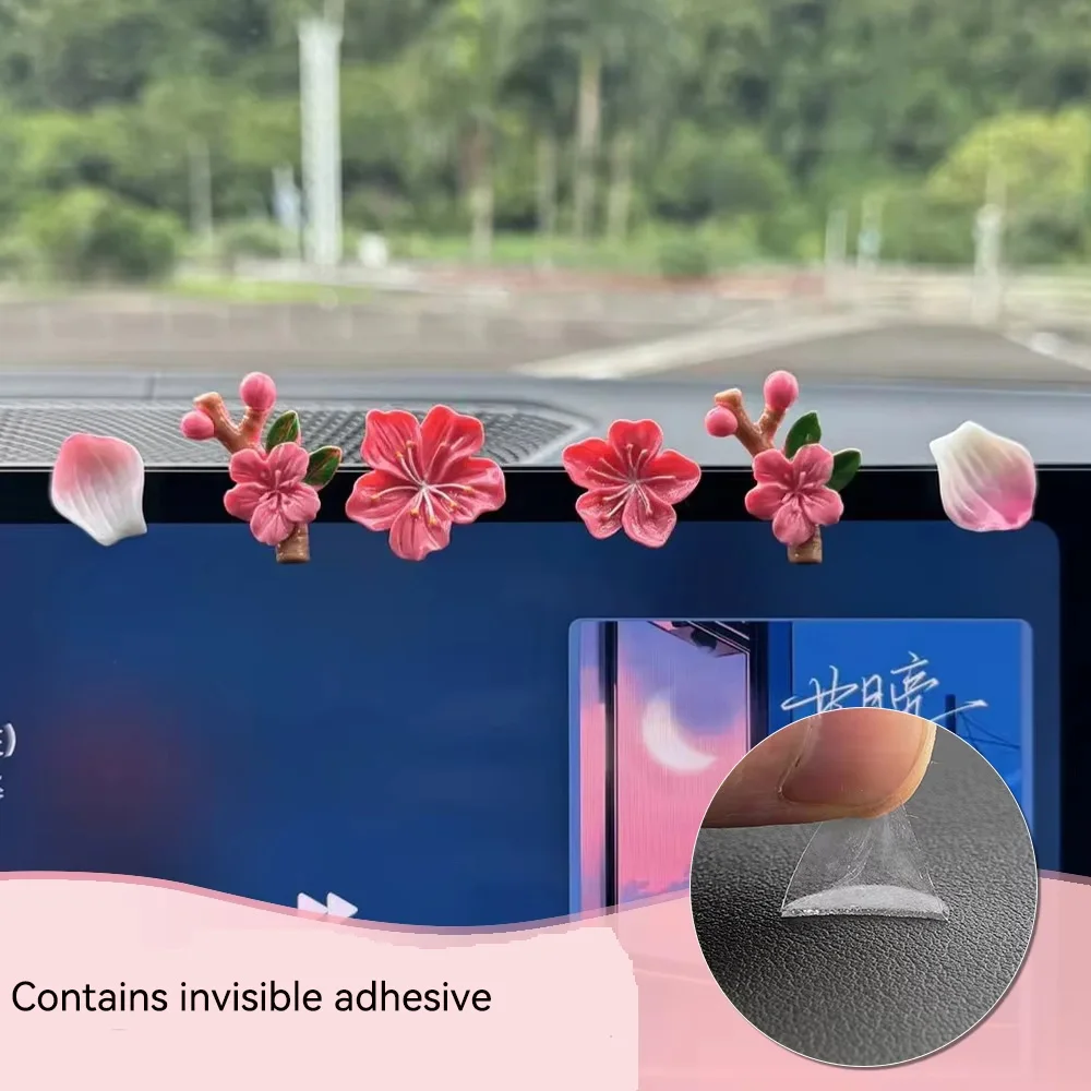 3D Float Kirschblüten-Blumen-Autodekorationen, DIY-Harzaufkleber, modische Ornamente für die Rückseite des Autos, passend für Autos, Elektrofahrzeuge – Detail 2