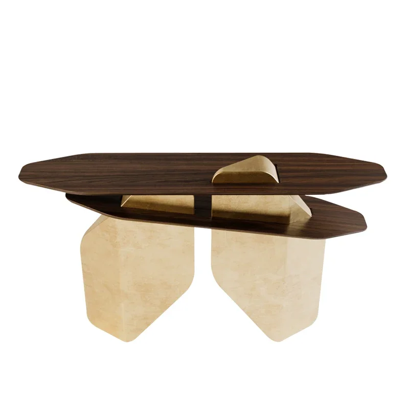 

Italian light luxury entrance platform gold foil black walnut solid wood living room wall corridor decoration modern home