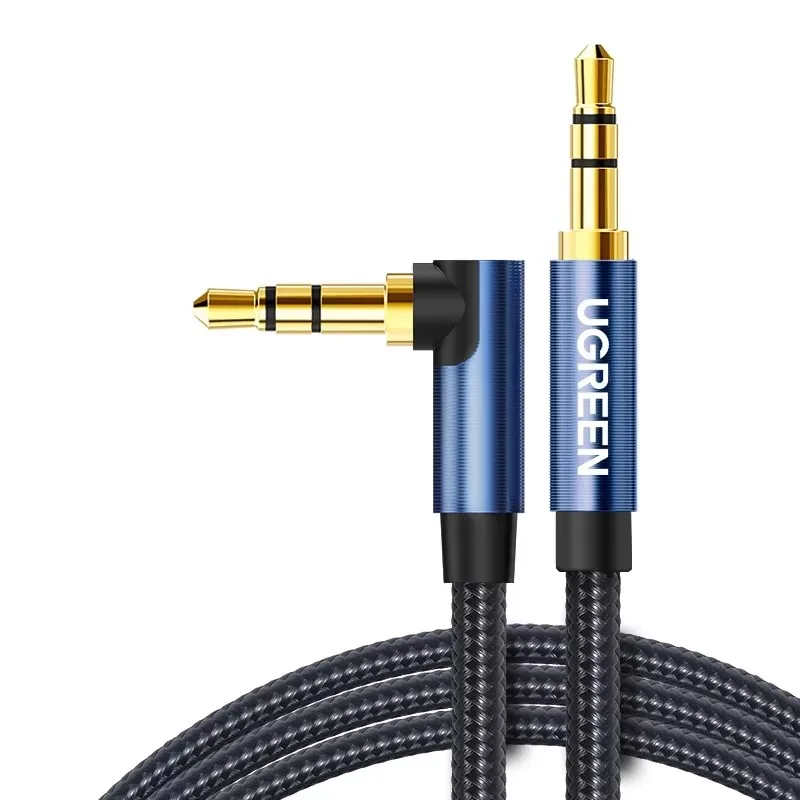 3.5mm Male to Male Aux Audio Cable Elbow for Car Audio Speaker Computer Mobile Phone Data Output Conversion Adapter