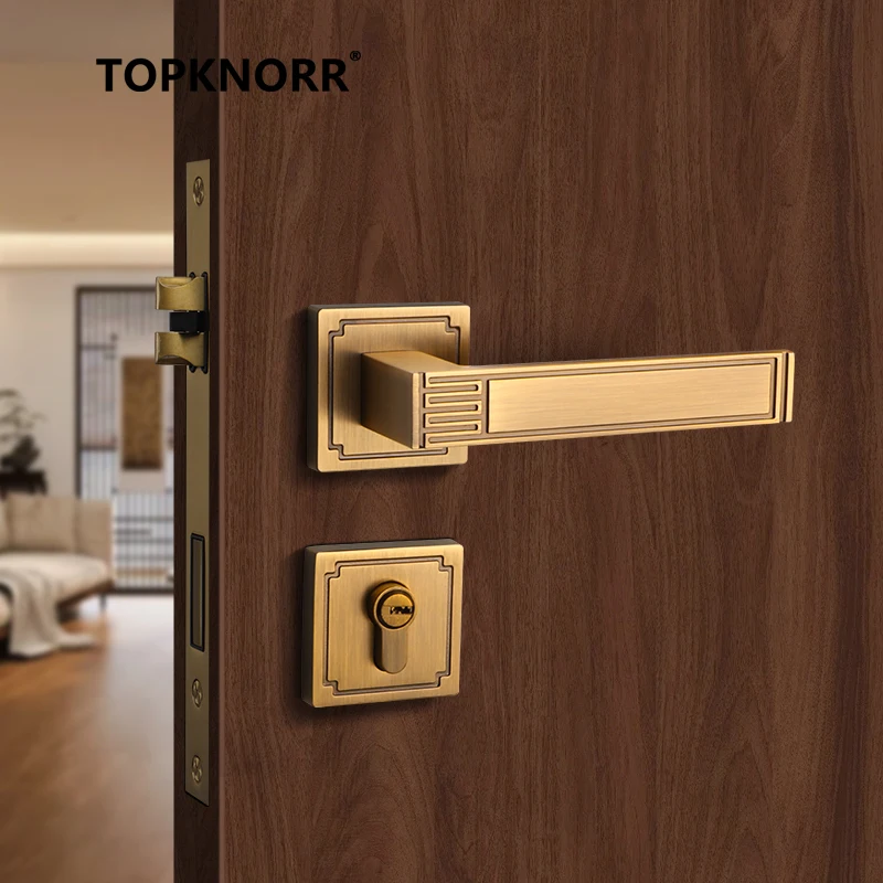 

Retro Door Lock Yellow Bronze Household Bedroom Room Wooden Door Lock Universal Silent Split Wooden Door Handle Door Handle