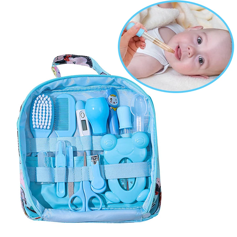 

13 шт./компл., набор для ежедневной чистки и ухода за новорожденными, назальный аспиратор, машинка для стрижки ногтей, набор для здоровья, термометр, расческа, набор для ухода за ребенком