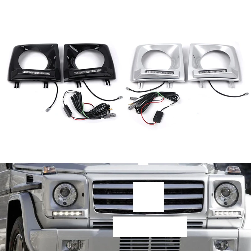 1 Set DRL LED Daytime Running Lights For Mercedes Benz G500 G55 G63 W463 1990-2018 Fog Lamp Cover Frame  A4638840731 A4638840832