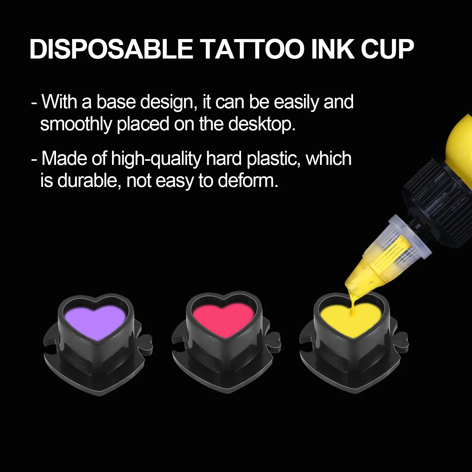 200PCS Tattoo Heart Shaped Ink Cups High Quality Disposable Multiple Colors Body Art Permanent Makeup Pigment Holder Container