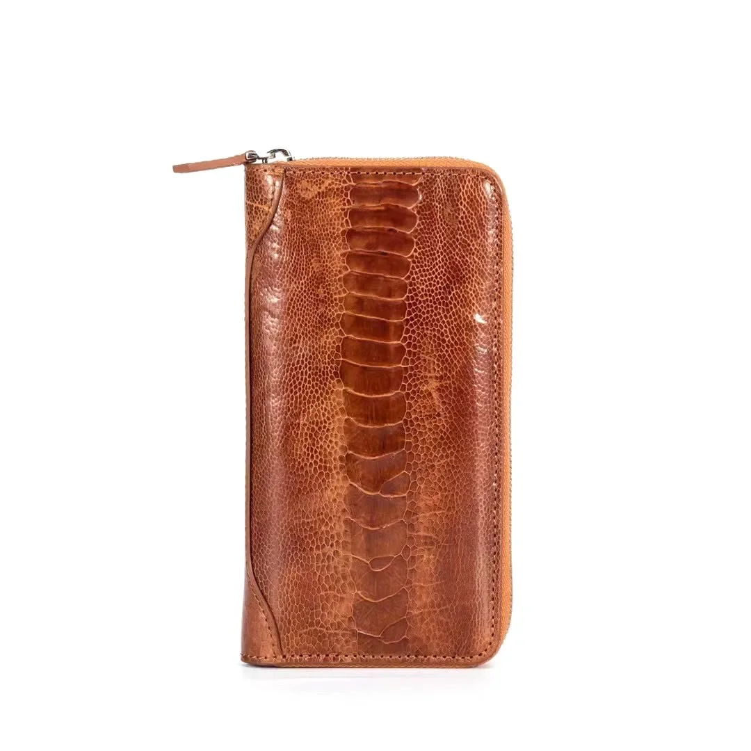 

South Africa Ostrich leather men's and women's wallet fashion leisure ostrich foot leather single handle bag wallet