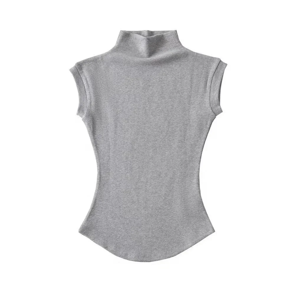 Fashion Hot New Stylish T-Shirt Top Casual Half Turtleneck Hot Girl Pure Lust Short Sleeved Solid Color Womens