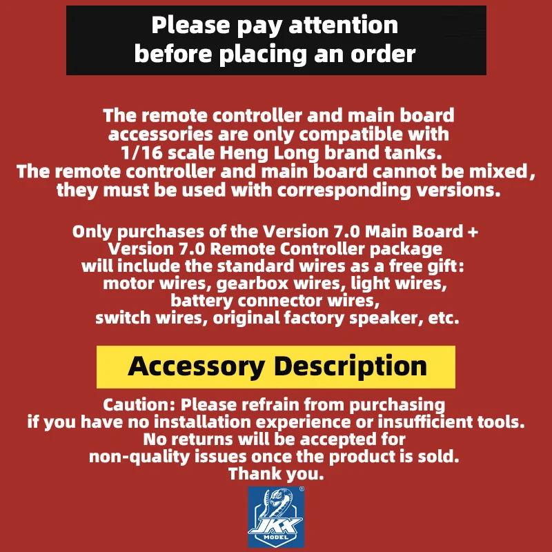 HENG LONG Tank Accessory 2.4GHz 7.0 Remote Controls 7.0 Transmitter Main Board Receiver with M1A2/T90/Tiger 1/Leopard 2 Sound