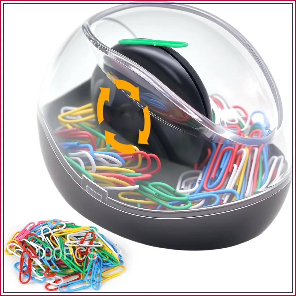 Magnetic Paper Clip Holder with 100 Colorful Clips - Compact Desk Organizer for Office, School, Home