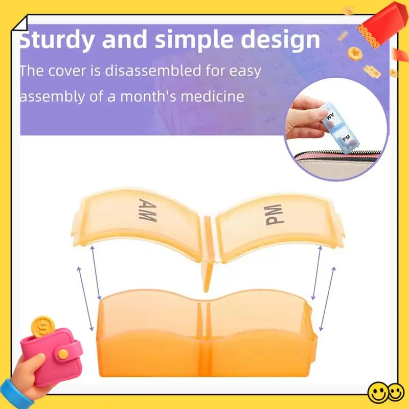 

A89Q-31 Day Pill Case Small Compartments Hold Vitamin And Travel Medicine Organizer 2 Time A Day Convenient Storage Pill Box