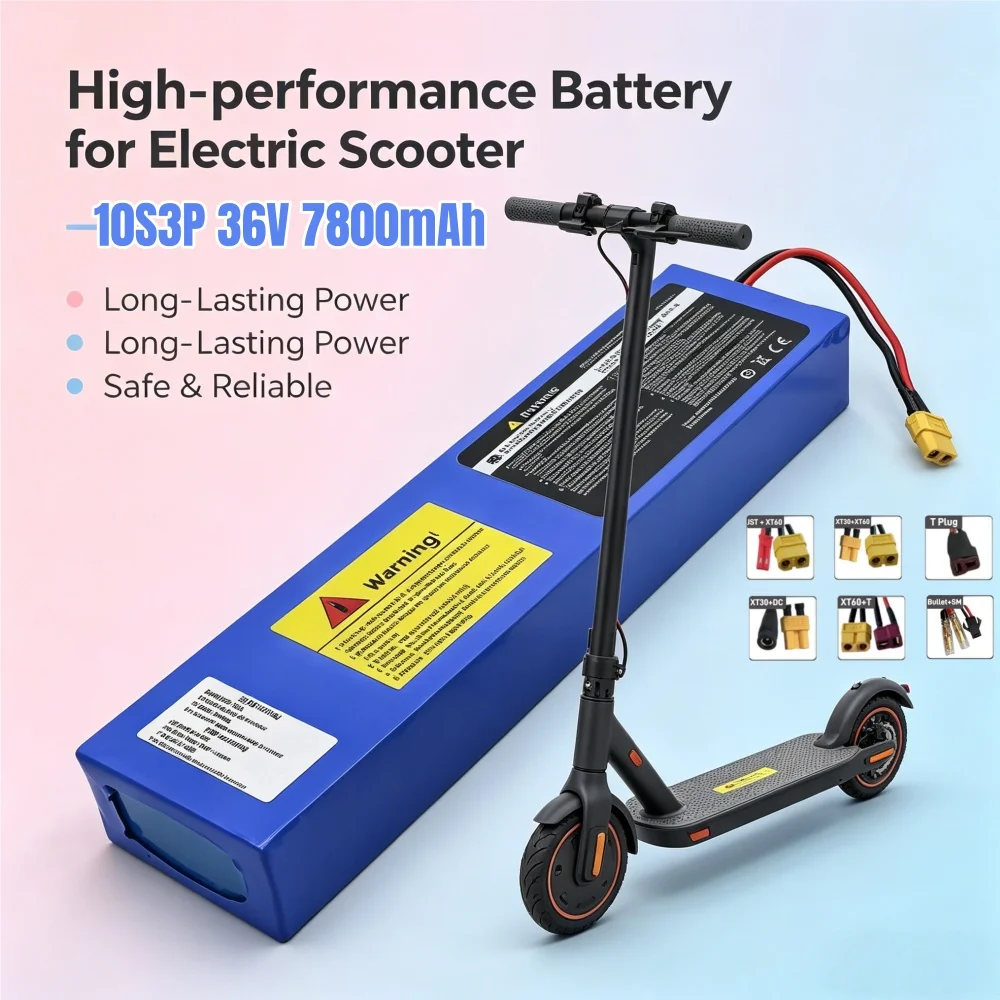 36V 10S3P 7800mAh 18650 rechargeable lithium-ion battery 1000W built-in BMS Suitable for KUGOO S1, S2, S3 Electric Scooters