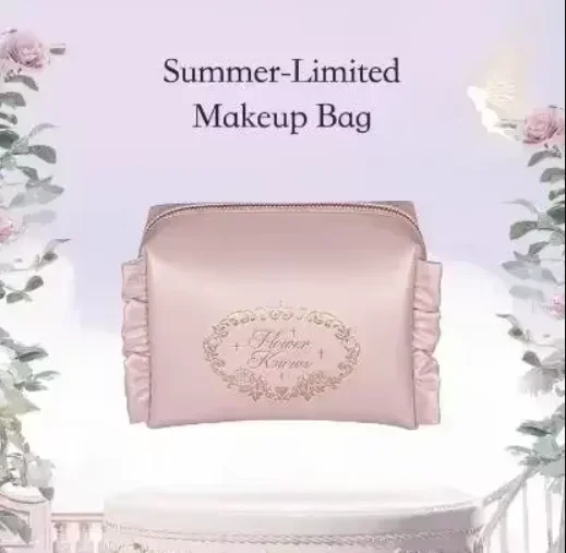 Flower Know  Limited Surrounding 7th Anniversary Makeup Folding Hand Mirror Portable Makeup Storage Satchel  Bag