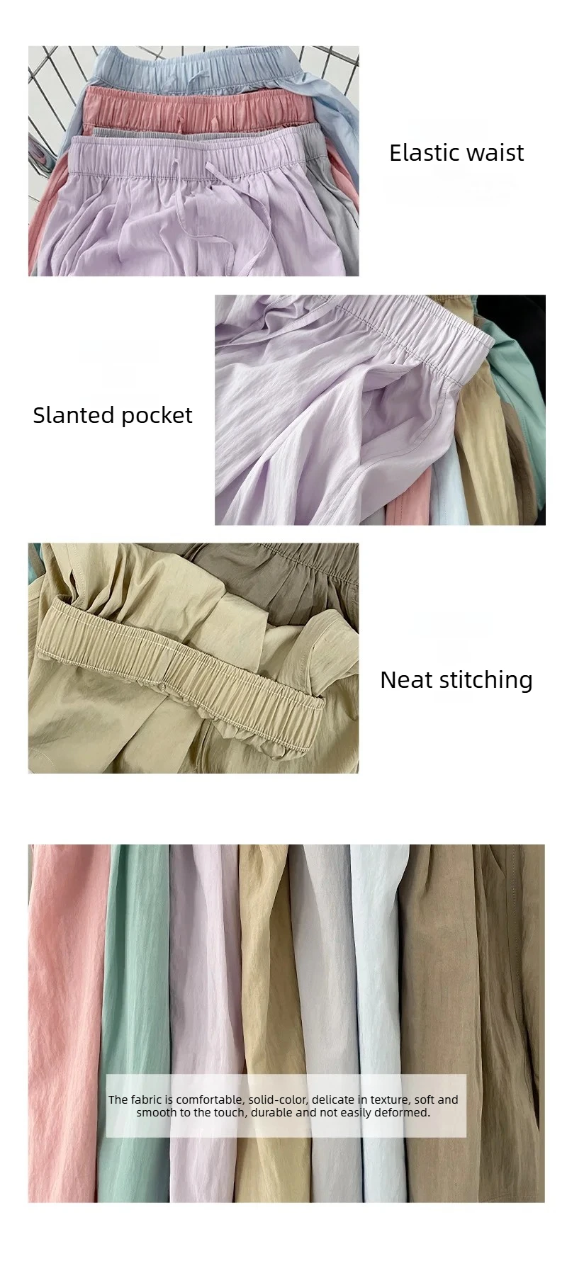 Solid Color Casual Summer Shorts for Women Thin Breathable Elastic Waist Shorts Woman Vacation Loose Wide Leg Shorts Beach Pants