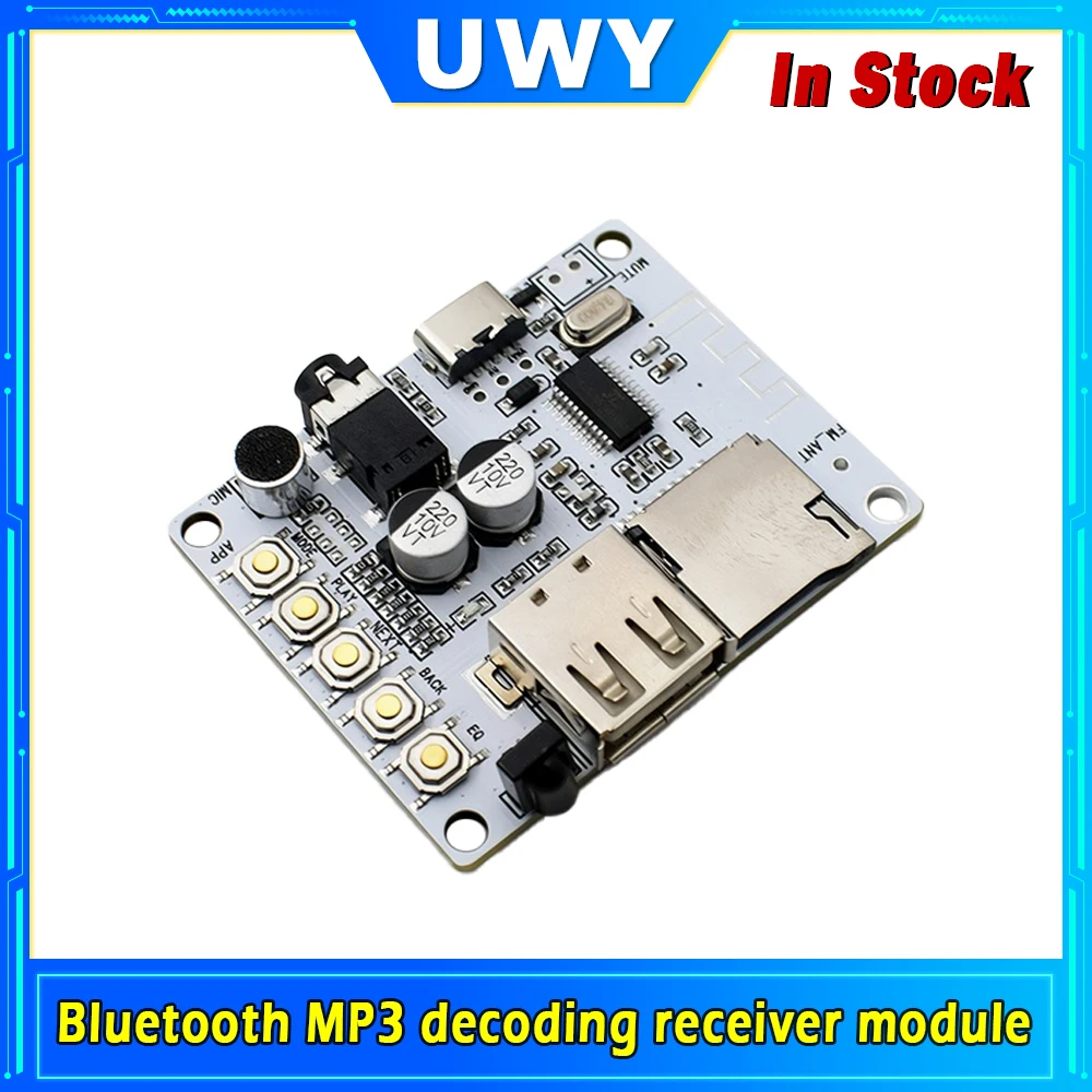 Bluetooth MP3 Decoding Receiver Module, Type‑C Bluetooth Audio Board Support TF Card U‑Disk Playback For Speaker DIY