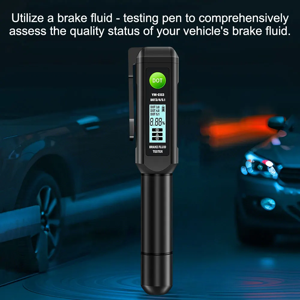 Probador de Líquido de Frenos DOT3/DOT4/DOT5.1 con Pantalla HTN, Sonda de Alta Precisión, Lápiz Detector de Aceite de Frenos, Herramientas de Diagnóstico para Automóviles