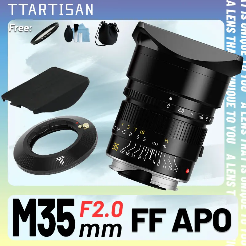 

Полнокадровый объектив TTArtisan APO M35mm F2.0 35 мм с ручной фокусировкой для камер Leica M (Leica M3, M4, M5, M6, M7, M240, M11) с адаптером