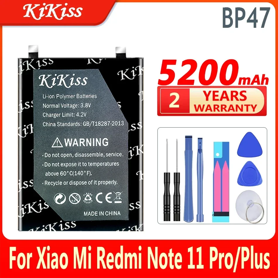 

KiKiss Battery BP47 5200mAh For Xiao Mi Redmi Note 11 Pro/Plus Note11+ Note11 Plus Note11 Pro 11Pro 11Plus High Capacity Bateria