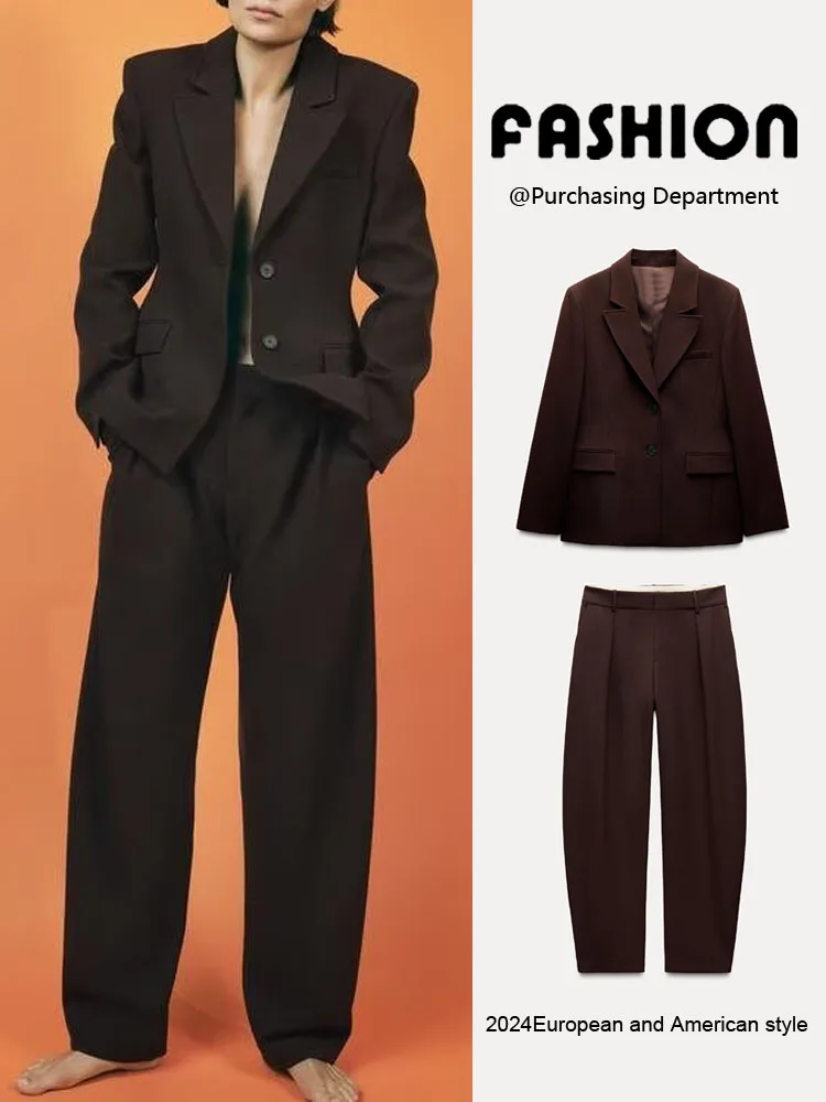 

Новое весеннее поступление, женский костюм для поездок на работу, джинсовый повседневный простой комплект с длинными брюками, сезонная коллекция 2025 г.