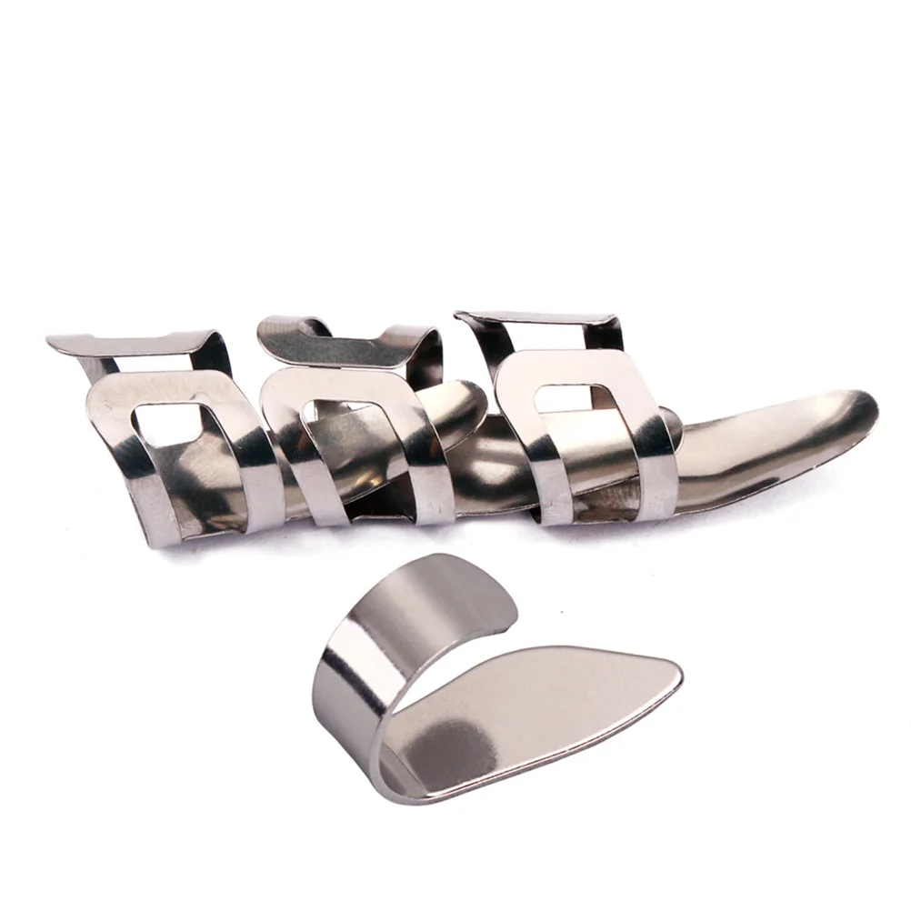 

4pcs Silver Stainless Steel Ultra Thin Finger Picks For Guitar Bass Thumb Picks Lightweight Durable Professional Use