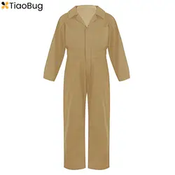 Kids Boys Girls Cargo Overalls Long Sleeve Turndown Collar Zipper Solid Color Pockets Rompers Korean Style Jumpsuit Streetwear