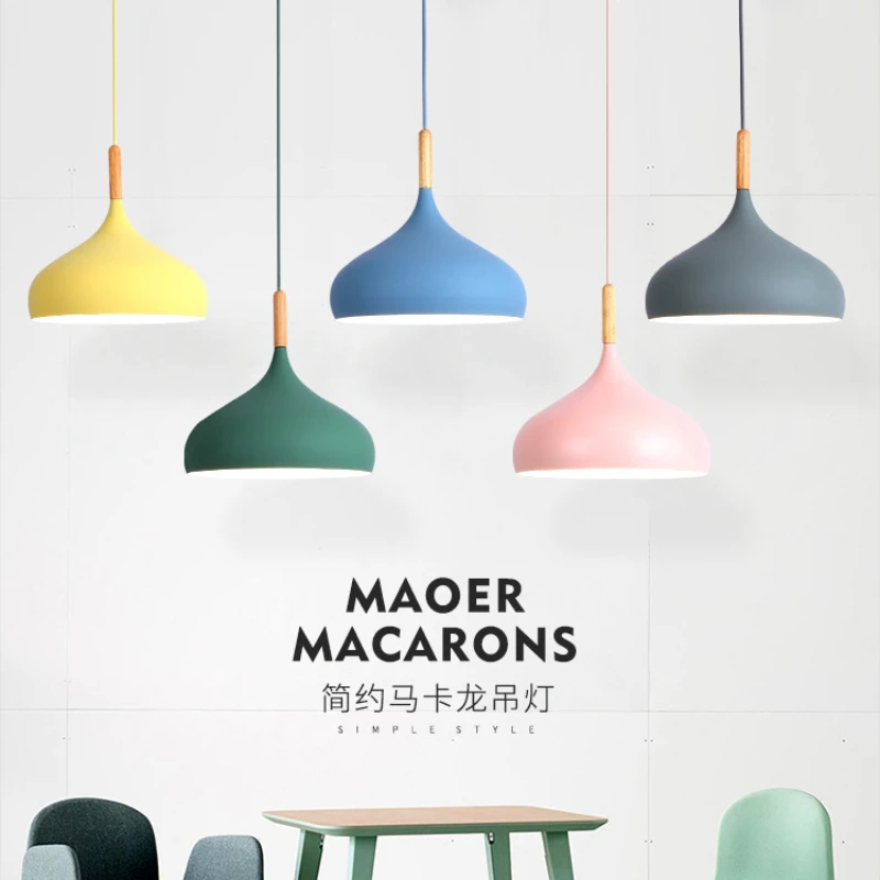 Modern Pendant Lamps Macaroon Chandelier for Restaurant Bedroom Hanging Light Aluminum Single Chandelier Office Decorative