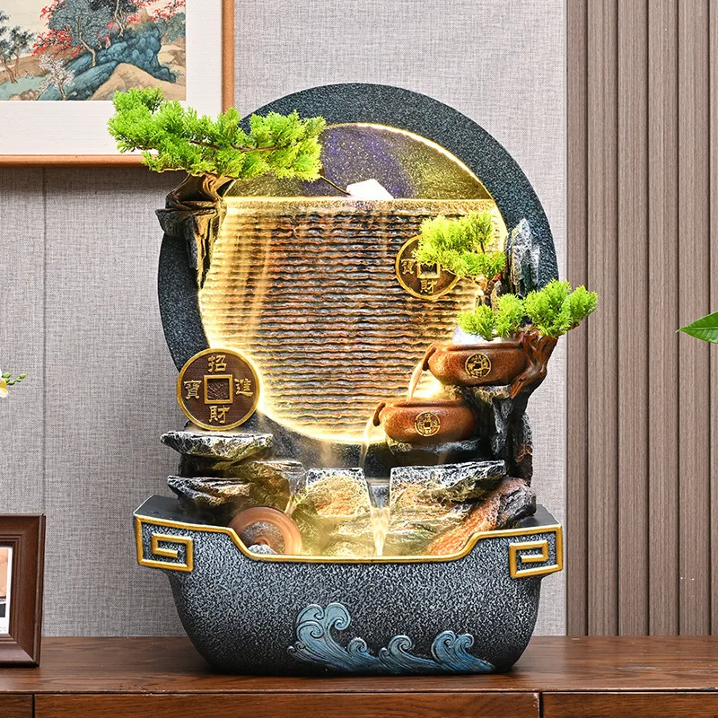 HYS new Chinese rockery flowing water fountain ornament office landscape feng shui wheel lobby entrance decoration