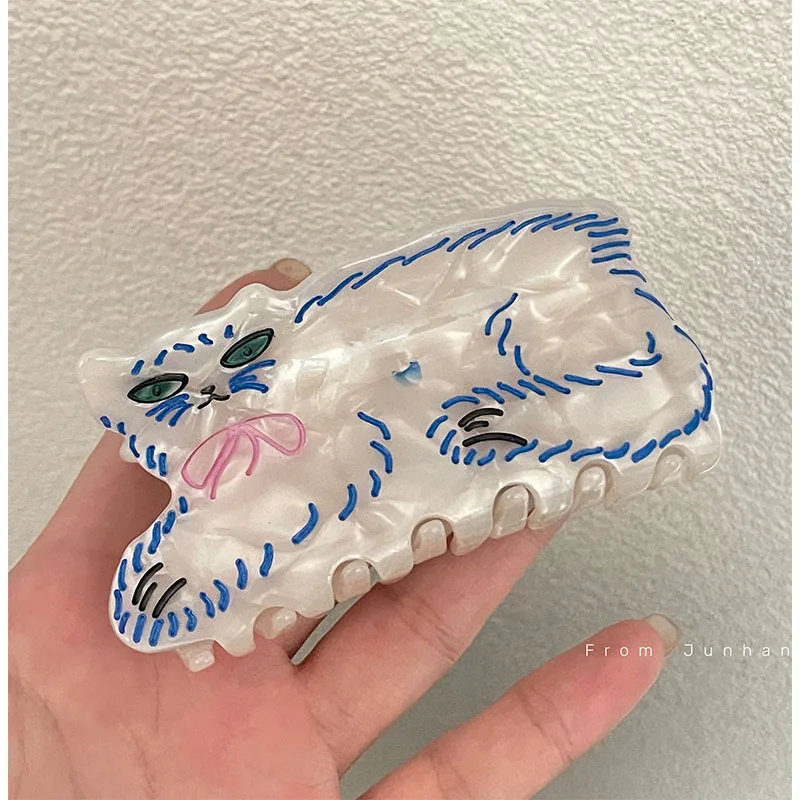 

Funny cute curly hair Persian cat hair clip acetic acid hair clip bangs curly hair clip shark clip niche design hair accessories