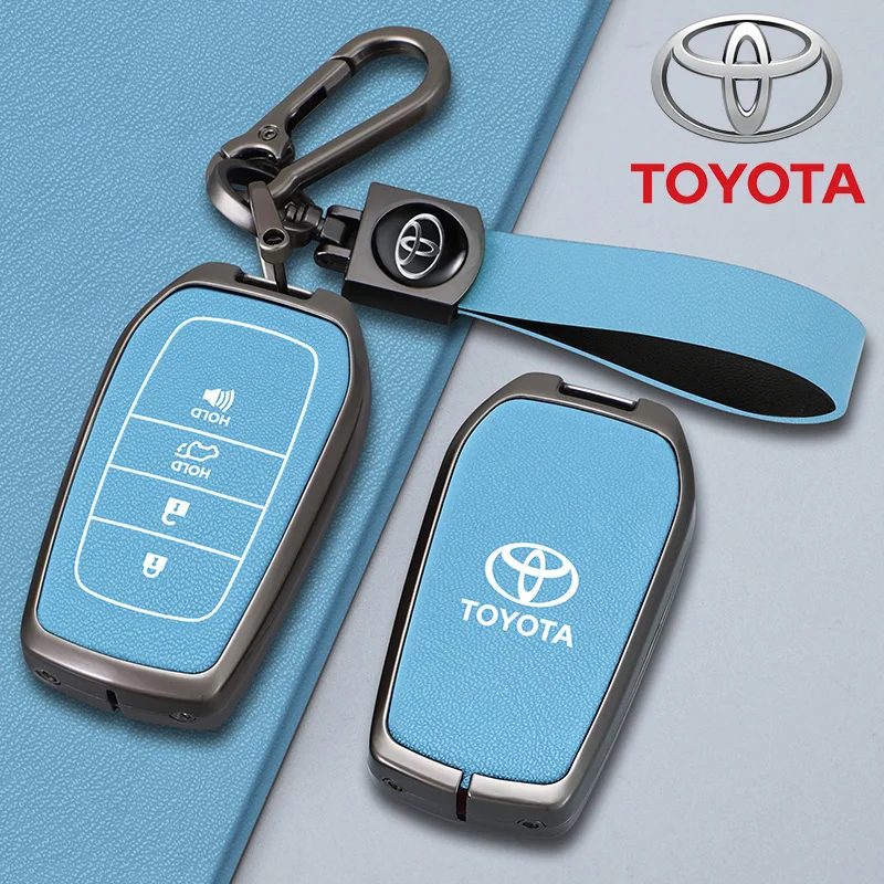 Alloy+Leather Car Key Case Cover Shell Fob For Toyota Vellfire Alphard 30 Series 2Voxy Noah Esquire Harrier Previa Tarago Sienna