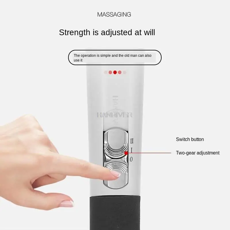 2 رؤساء تدليك شحن الكهربائية تدليك الجسم المطرقة الاهتزاز الظهر عصا تدليك عنق الرحم الرعاية الصحية تخفيف الألم