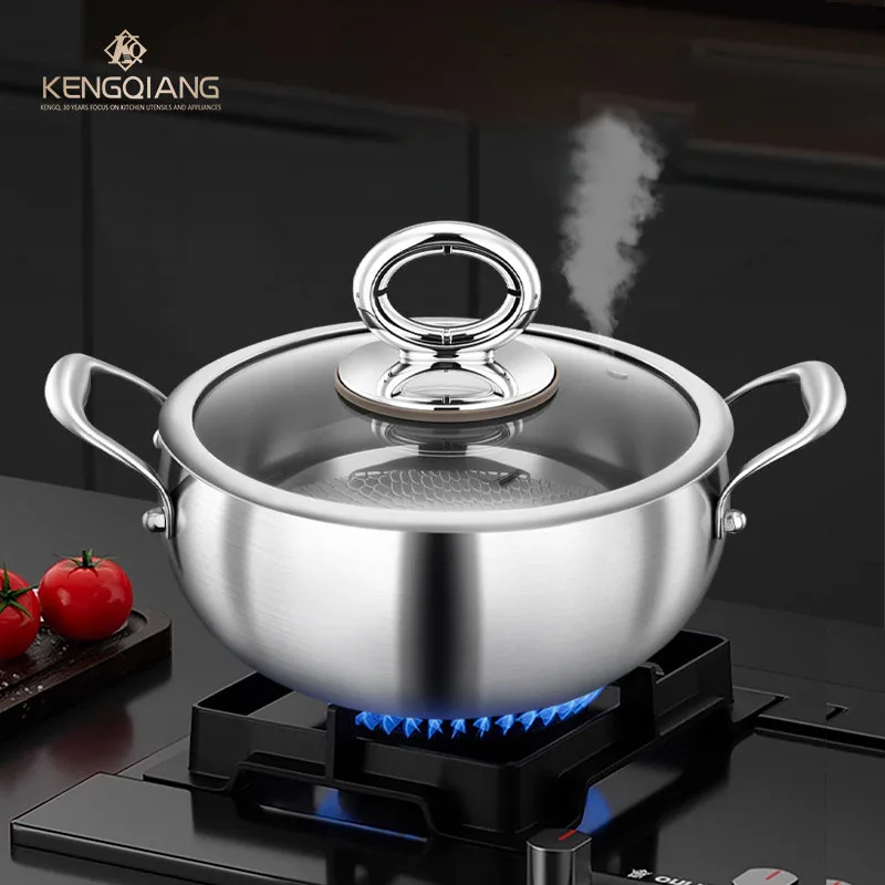 

316 Stainless Steel Titanium Hammer Pattern Soup Pot Kitchen Cooking Braising Pan Set - Household Grade