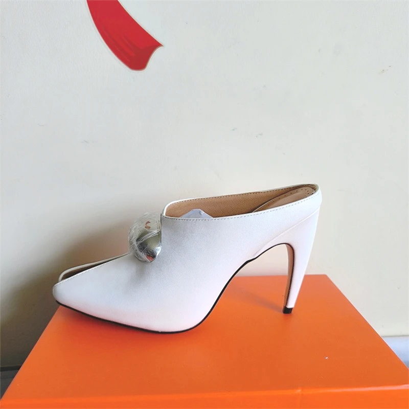 

New Fashion Show Style 10.5cm High Heel Fish Mouth Slippers Summer Black White Sexy Commuting Shopping Women Sandals Size 34-43