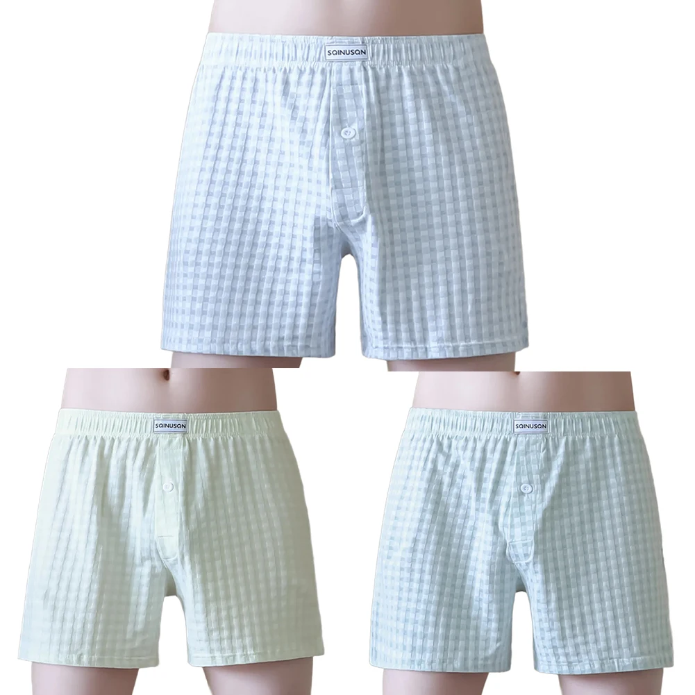 Home Wear Breathable Trunks Comfortable Underwear Breathable Plaid Trunk For Men Comfortable 30 Spandex 70 Cotton