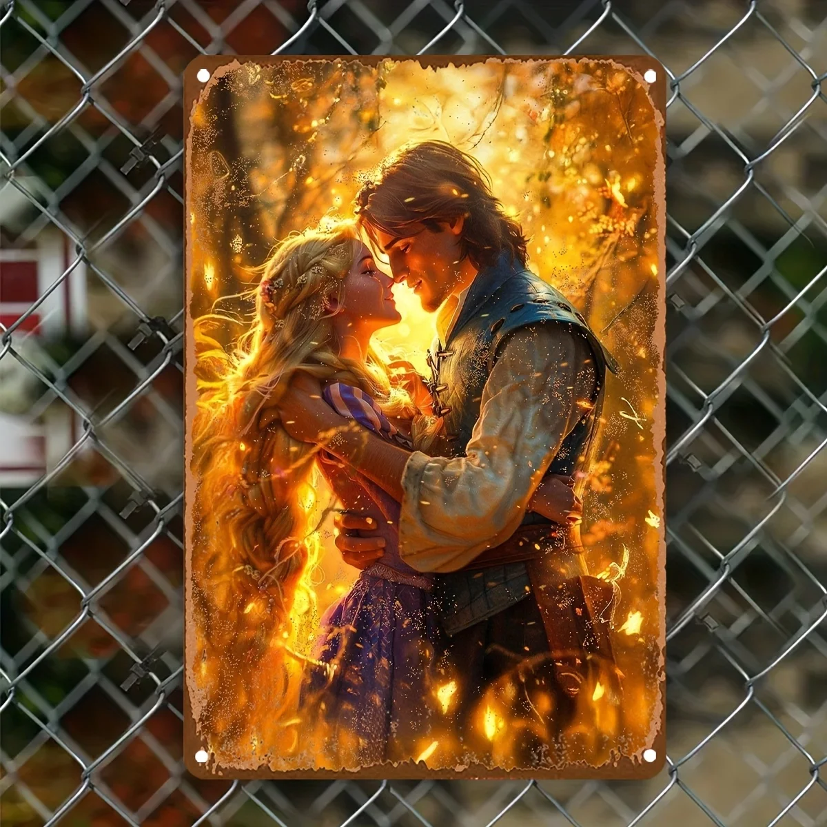 Miniso Tangled Romantic Scene Decor Metal Signs Tin Signs Captain Poster Decor for Bar Pub Club Man Cave Wall Decoration