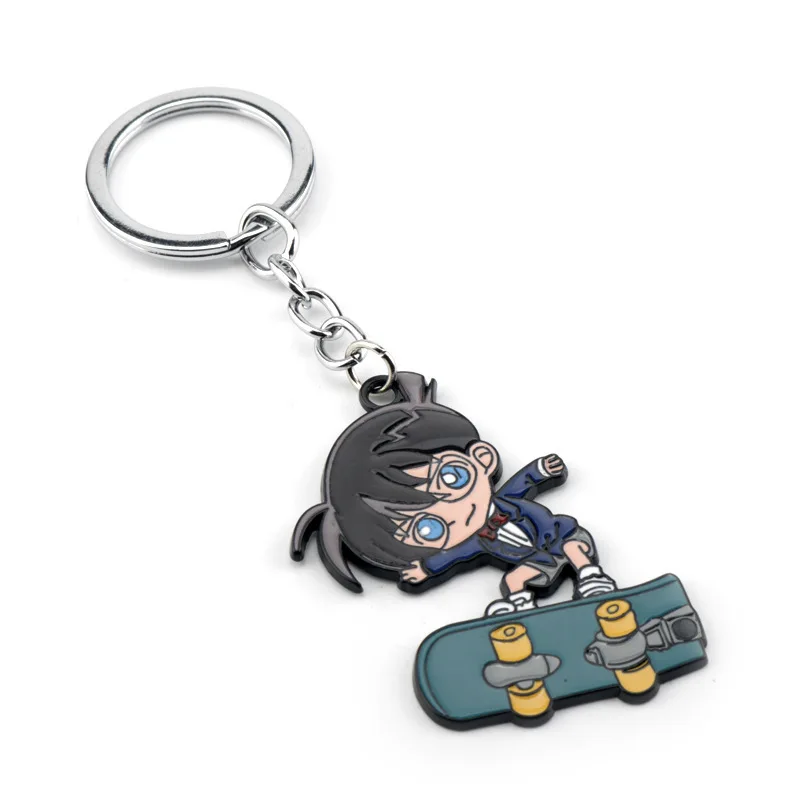 Cartoon Detective Conan Keychain Conan Edogawa Haibara Ai Mouri Ran Cosplay Q Version Figures Pendant Key Chain