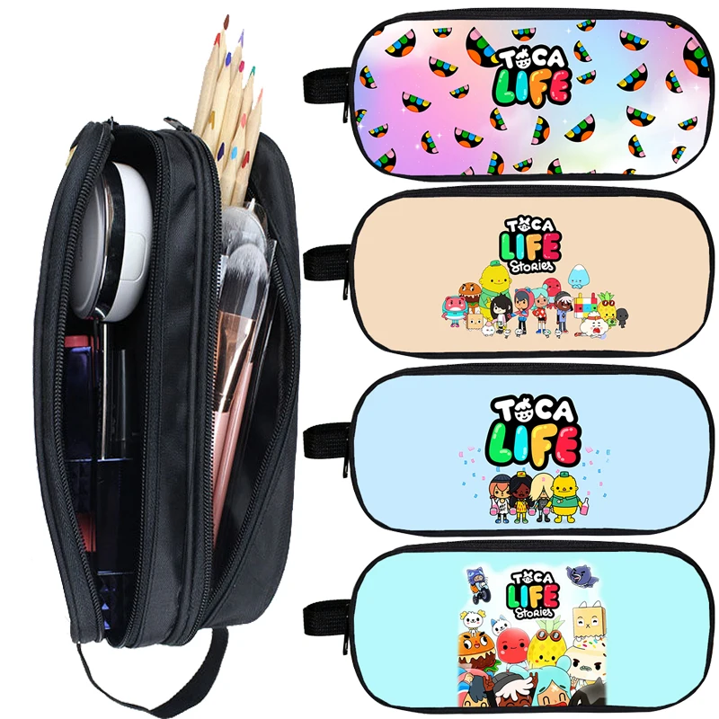 Toca Boca Life World Cosmetic Cases Kawaii Anime Toca Boca Pencil Case Makeup Box Organizer Bag School Supplies Pouch Kids