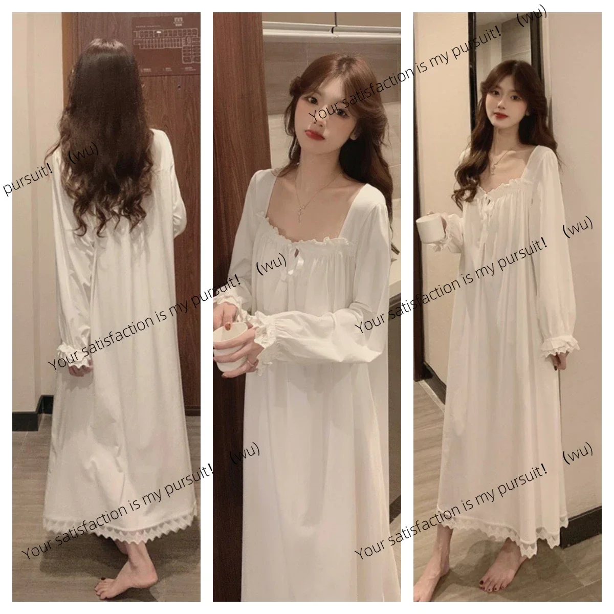 

Женские пижамы в стиле принцессы с длинными рукавами, кружевные пижамы в корейском стиле, свободная одежда больших размеров для дома