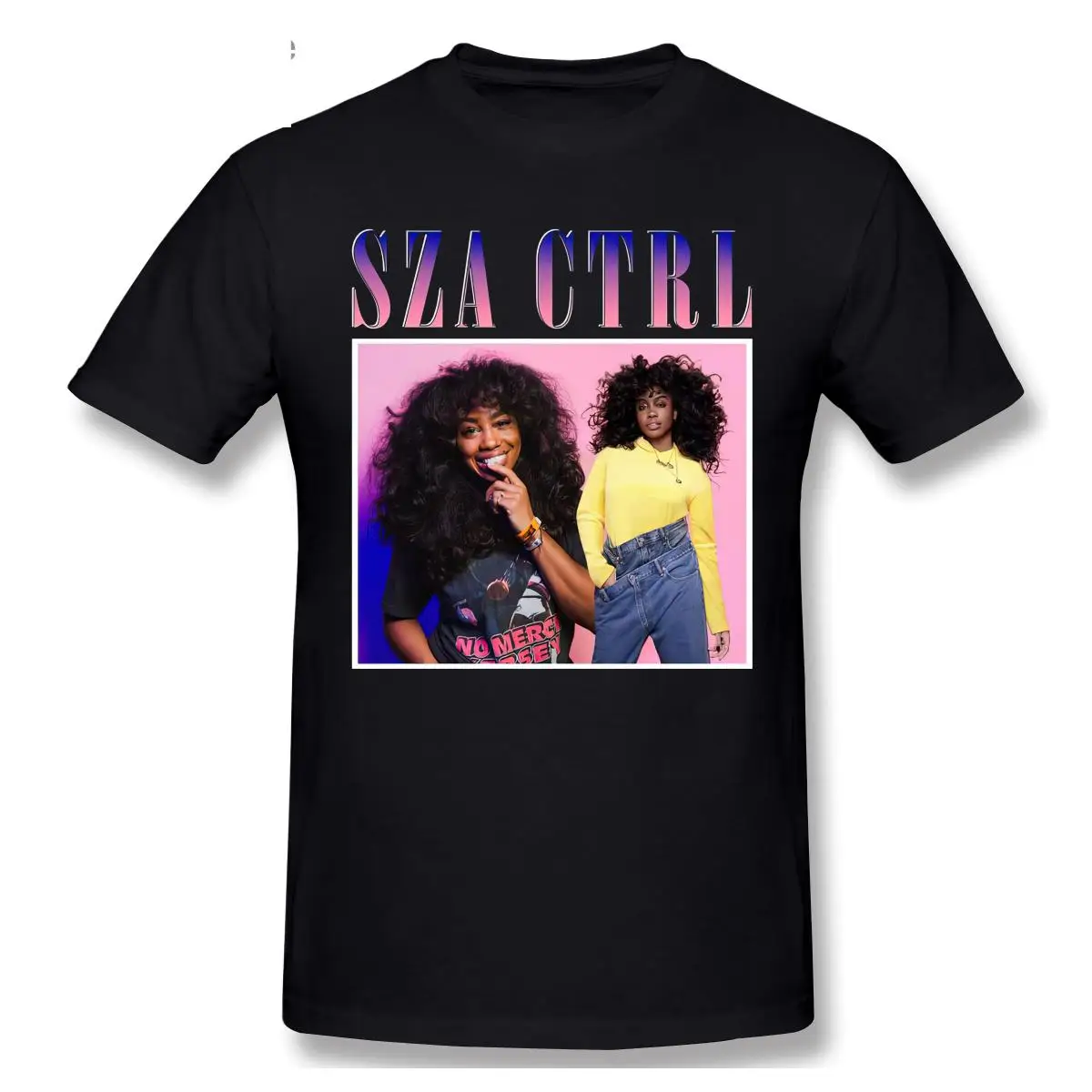 SZA CTRL Rap Hip Hop 90s Retro Vintage T shirt Men Fashion O-neck 100% Cotton TShirts Tee Top