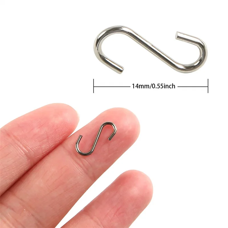 100Pcs 0.55 Mini S-Shaped Metal Ornament Hooks With Storage Box For DIY Crafts Jewelry Tags Christmas Tree Decorations