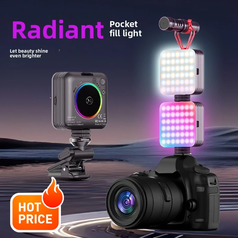 

LED selfie fill light, portable pocket light with RGB, handheld lighting for mobile photography and live streaming