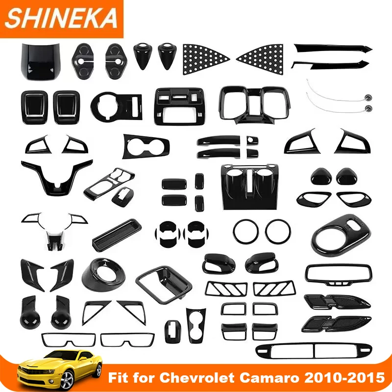 SHINEKA ABS Black Car Interior Decoration Cover Trim Accessories For Chevrolet Camaro 2010 2011 2012 2013 2014 2015