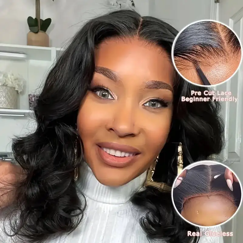 8インチボディウェーブボブ人毛ウィッグ 5x5ナチュラルHDレースウィッグ人毛 220密度ブラジル産100%ナチュラル人毛ウィッグ 女性用