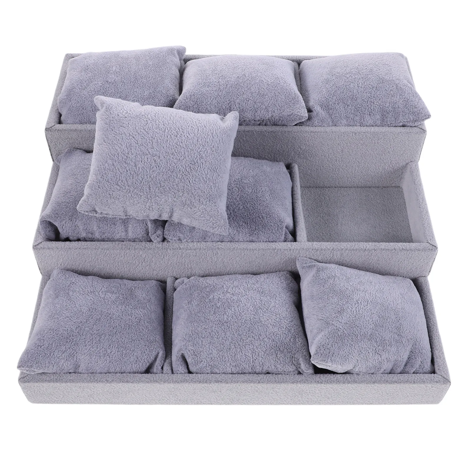 

Jewelry Display Tray 3-Tier 9 Grids Watch Bracelet Organizer with Removable Pillows Travel-Friendly Countertop Storage