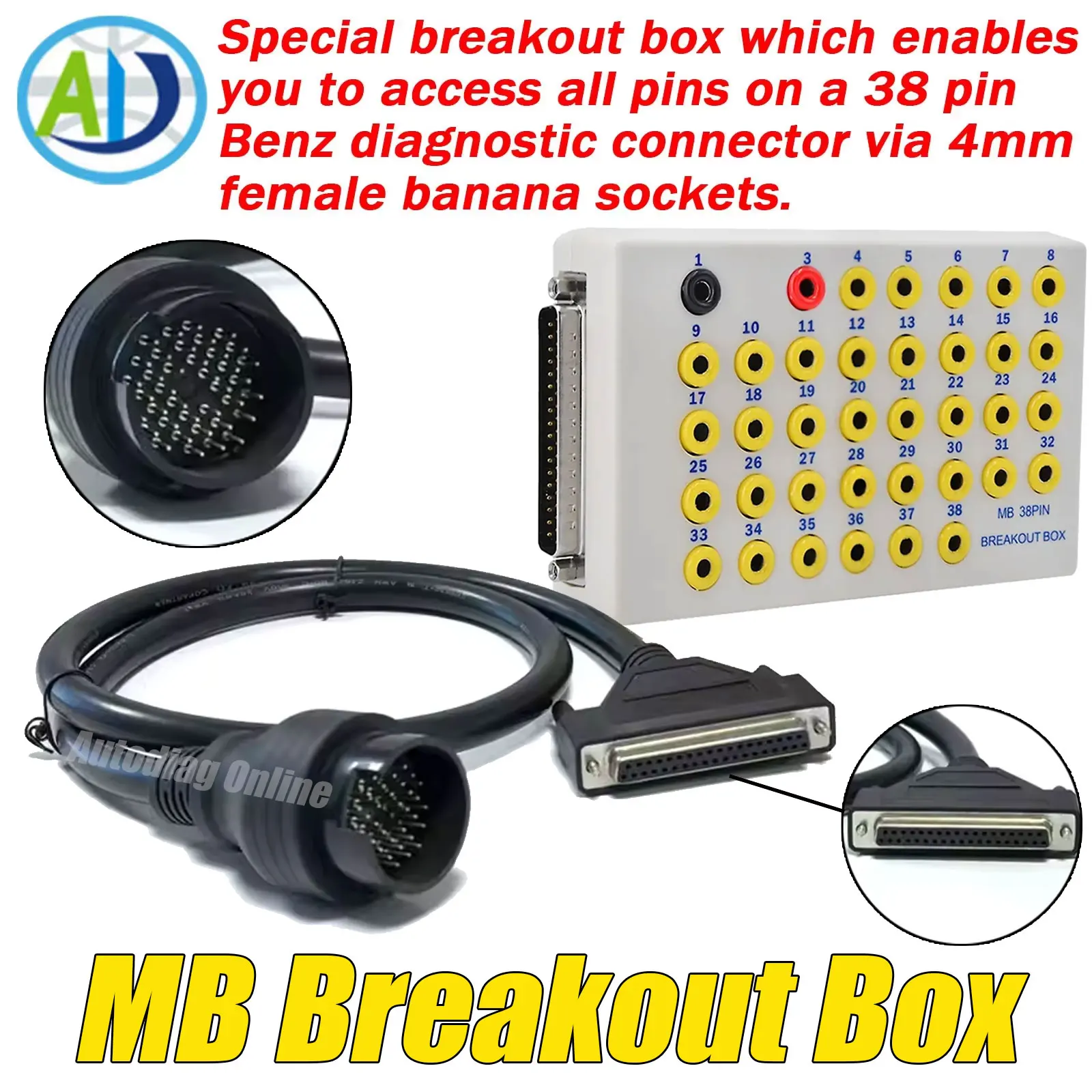 

For Mercedes Benz 38Pin OBD2 Breakout Box Line Signal Tester Protocol Detectors CAN Data Link OBD2 Breakout Box Tool For Benz