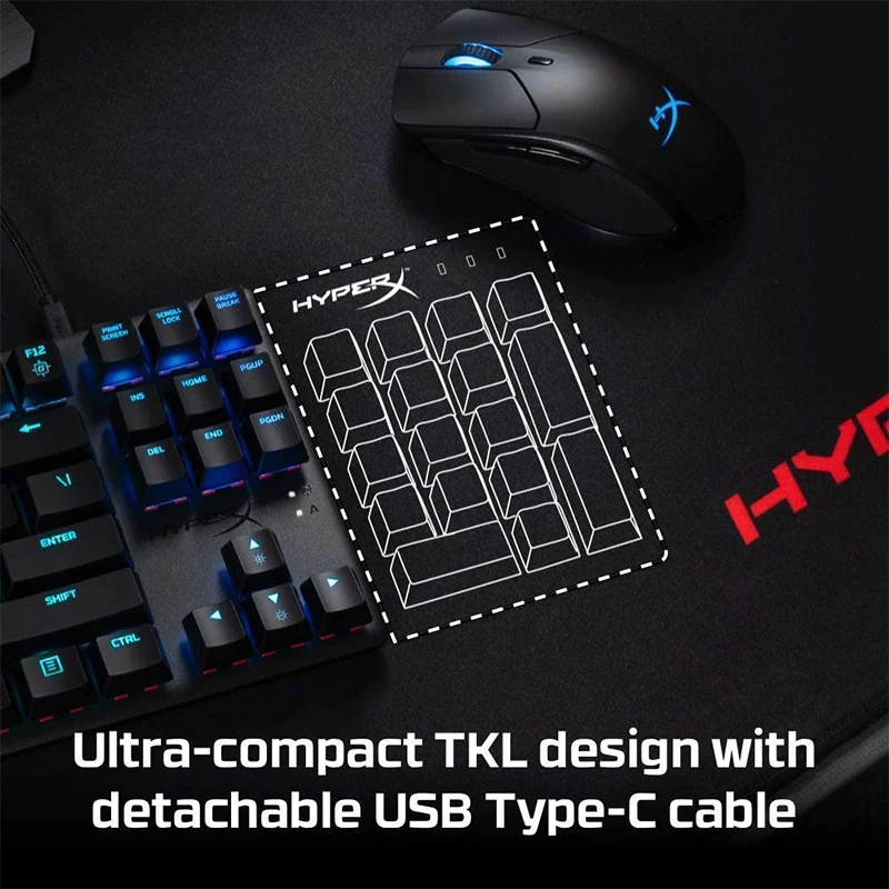 HyperX Alloy Origins Core Tenkeyless Mechanical Gaming Keyboard portable design RGB LED Backlit Tactile Aqua Switch For PC