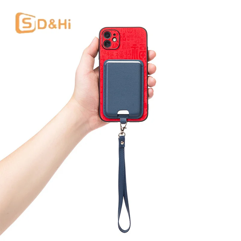 1pcs Magnetic For  Leather Wallet Card Holder For IPhone 16 15 Pro Max With Anti-lost Lanyard Wallet Case Bank ID Card Holder